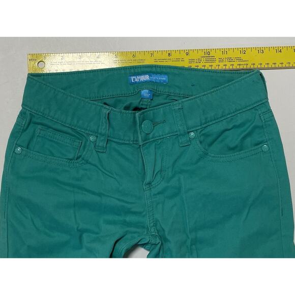 Women’s denim leggings size 1 L’amour green pants (tt9) - Picture 2 of 5